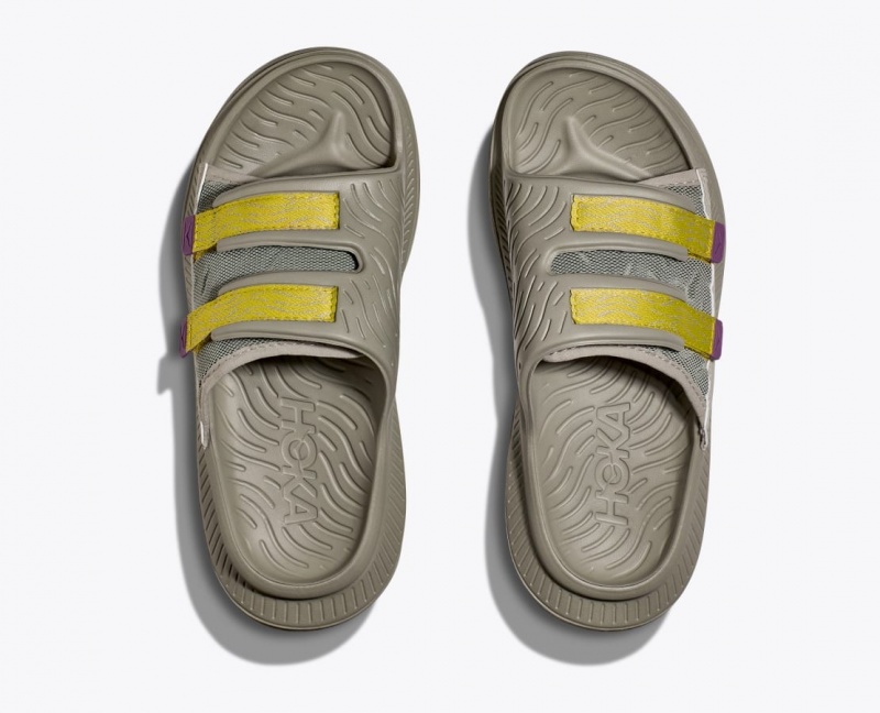 Khaki / Yellow Men's HOKA Ora Luxe Slide | 3704568-WC