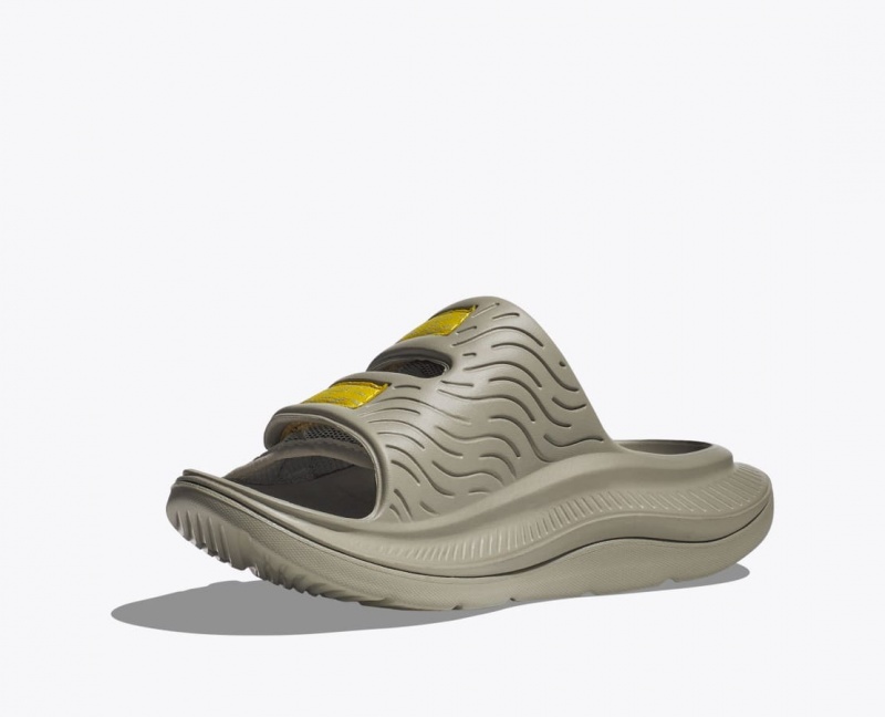 Khaki / Yellow Men's HOKA Ora Luxe Slide | 3704568-WC