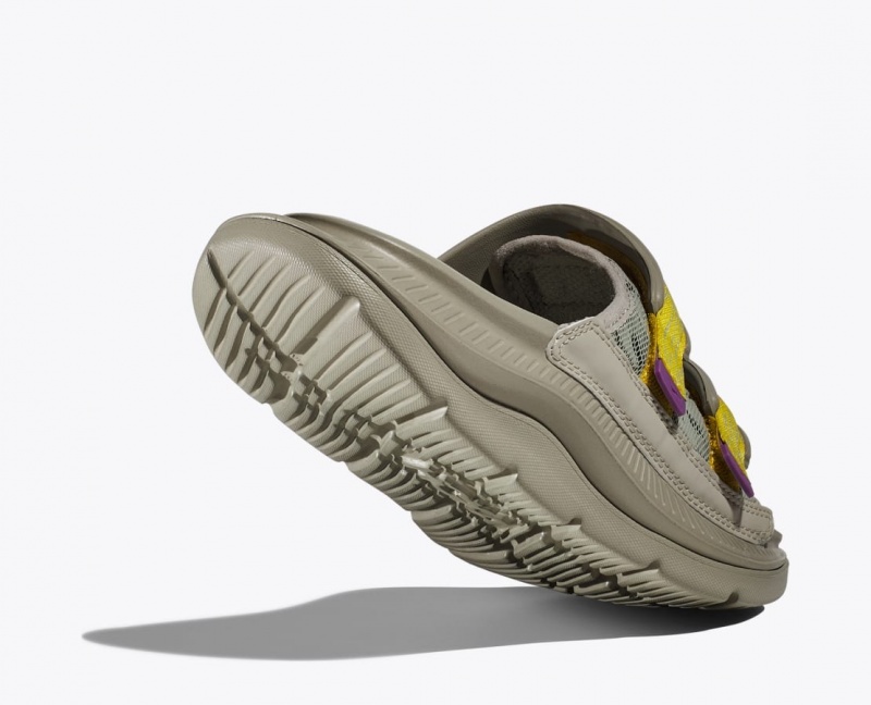 Khaki / Yellow Men's HOKA Ora Luxe Slide | 3704568-WC