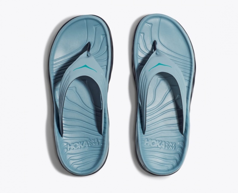 Light Blue / Black Men's HOKA ORA Recovery Flip Flops | 6078549-IE