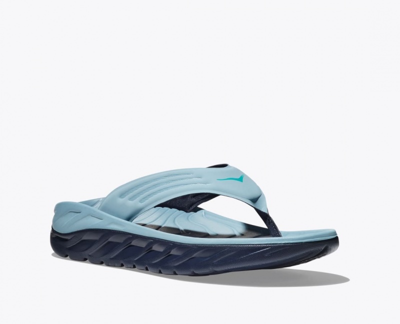 Light Blue / Black Men's HOKA ORA Recovery Flip Flops | 6078549-IE