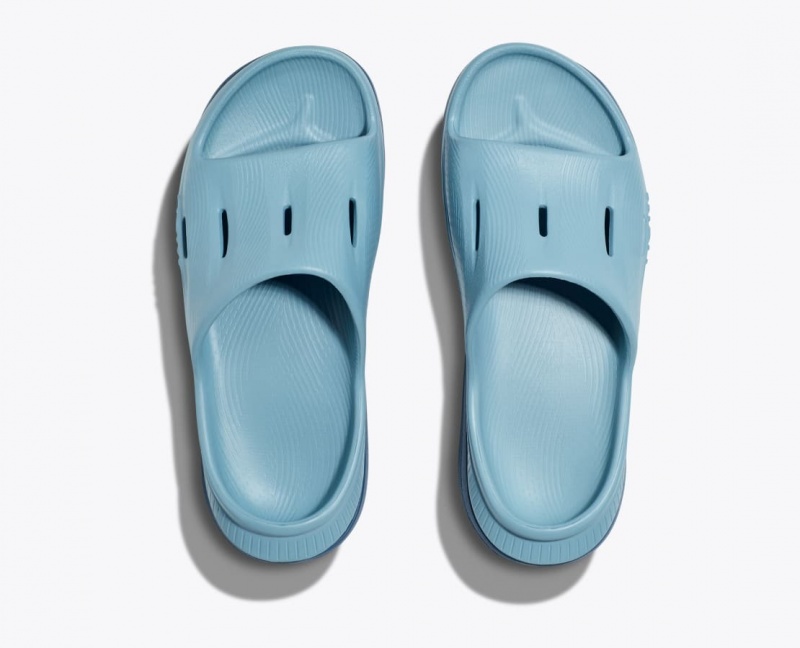 Light Blue / Dark Blue Kids' HOKA Ora Recovery 3 Slides | 7168345-GL