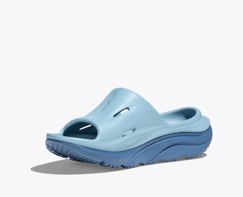 Light Blue / Dark Blue Kids' HOKA Ora Recovery 3 Slides | 7168345-GL