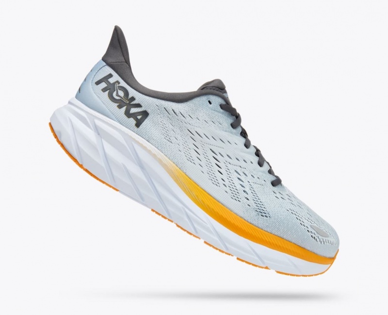 Light Blue / Orange Men's HOKA Clifton 8 Running Shoes | 7235160-WI