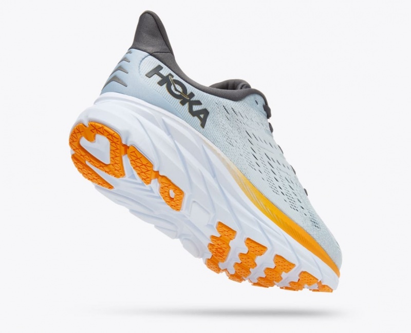 Light Blue / Orange Men's HOKA Clifton 8 Running Shoes | 7235160-WI