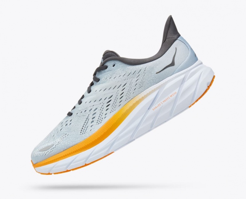 Light Blue / Orange Men's HOKA Clifton 8 Running Shoes | 7235160-WI