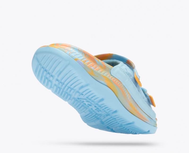 Light Blue / Orange Men's HOKA Ora Luxe Slide | 0372165-LZ