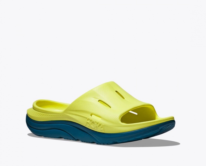 Light Green / Dark Green Women's HOKA Ora Recovery 3 Slide | 2745963-GJ