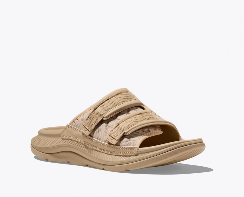 Light Khaki Men's HOKA Ora Luxe Slide | 6941308-YT