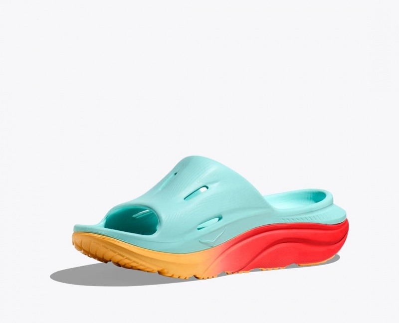 Light Turquoise / Orange Women's HOKA Ora Recovery 3 Slide | 8724906-KS