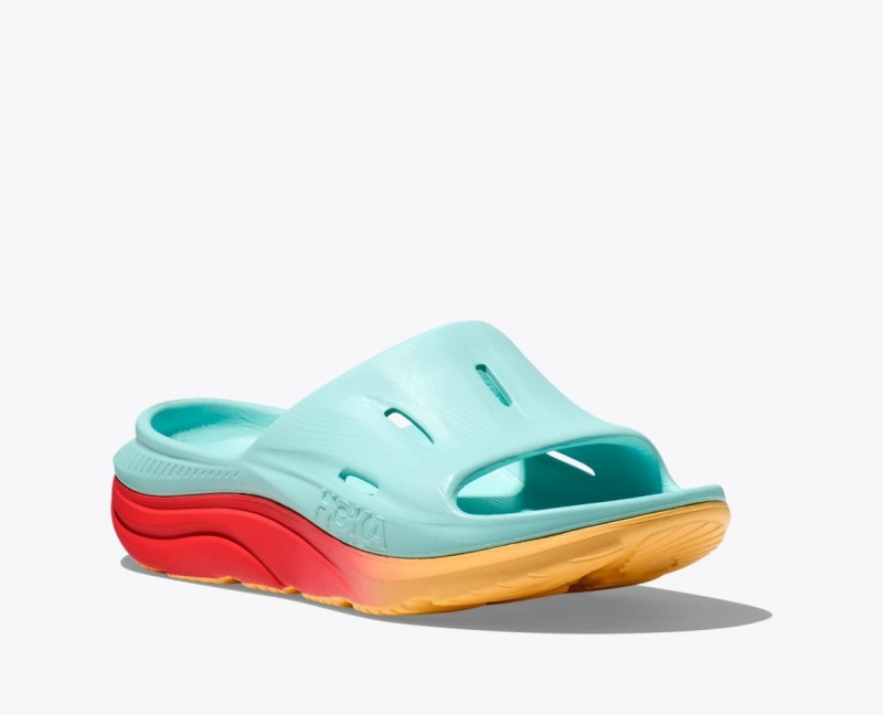 Light Turquoise / Orange Women's HOKA Ora Recovery 3 Slide | 8724906-KS