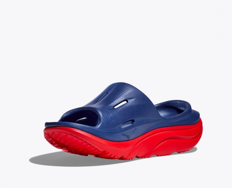 Navy / Red Women's HOKA Ora Recovery 3 Slide | 8531497-TZ