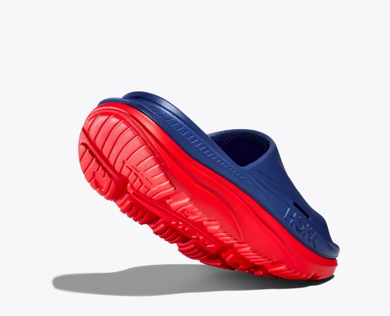 Navy / Red Women's HOKA Ora Recovery 3 Slide | 8531497-TZ