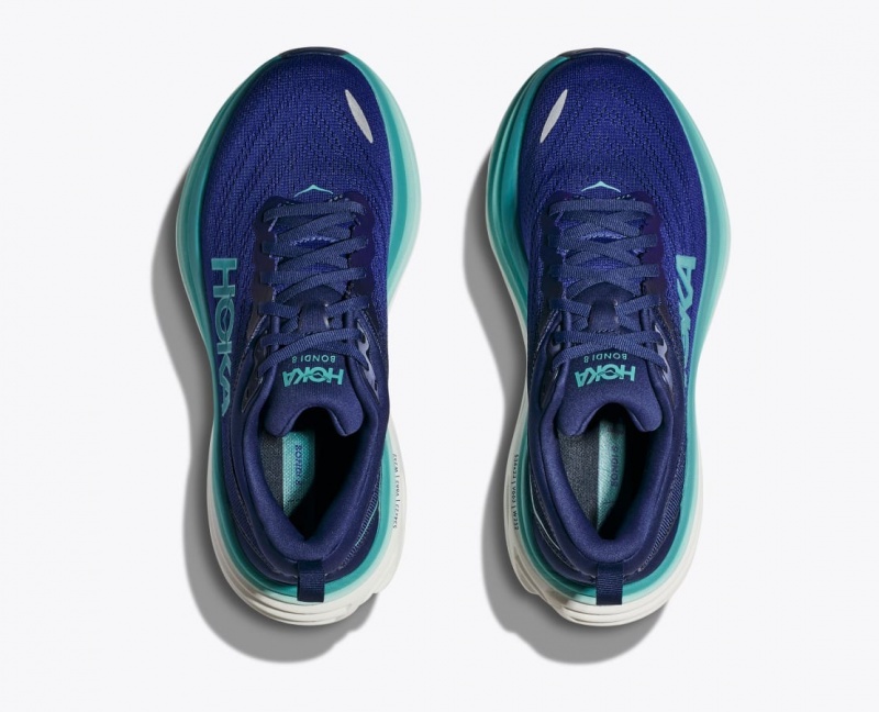 Navy / Turquoise Women's HOKA Bondi 8 Running Shoes | 6327984-YK