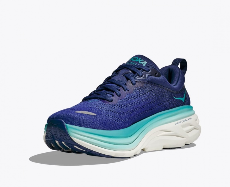 Navy / Turquoise Women's HOKA Bondi 8 Running Shoes | 6327984-YK