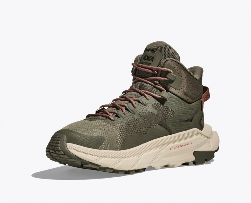 Olive Green Men's HOKA Trail Code GTX Hiking Boots | 5628709-BC