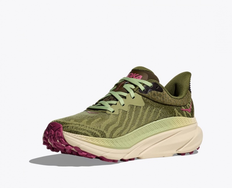 Olive Green Women's HOKA Challenger 7 Trail Running Shoes | 7849615-AP