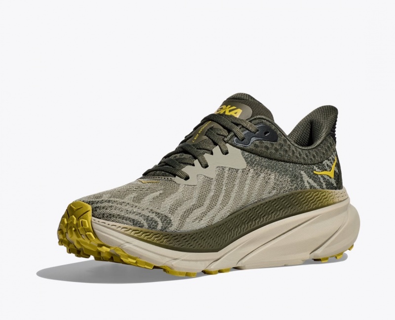 Olive Men's HOKA Challenger 7 Trail Running Shoes | 7680394-YT