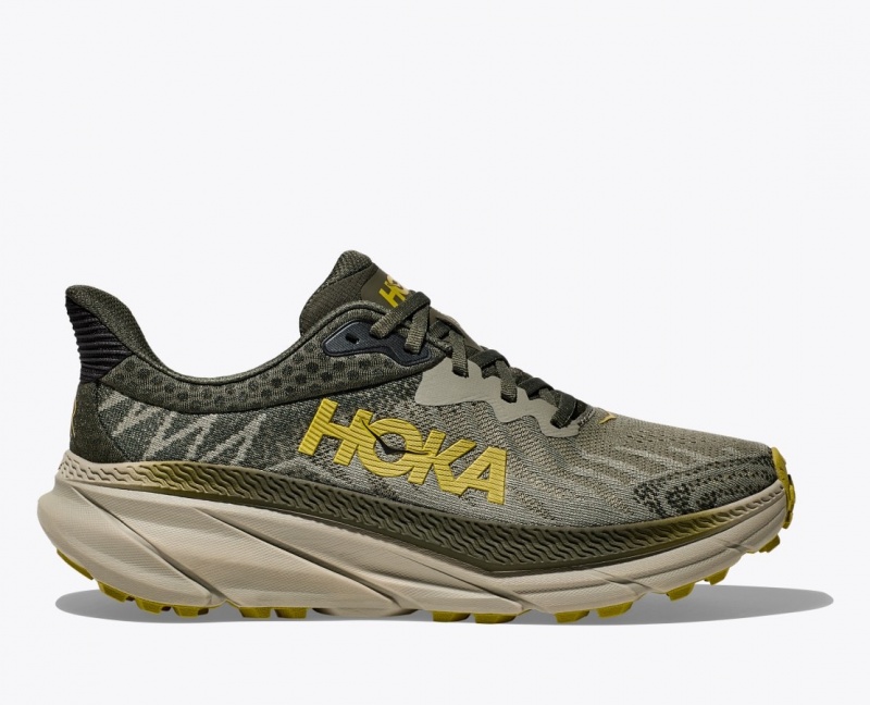 Olive Men\'s HOKA Challenger 7 Trail Running Shoes | 7680394-YT