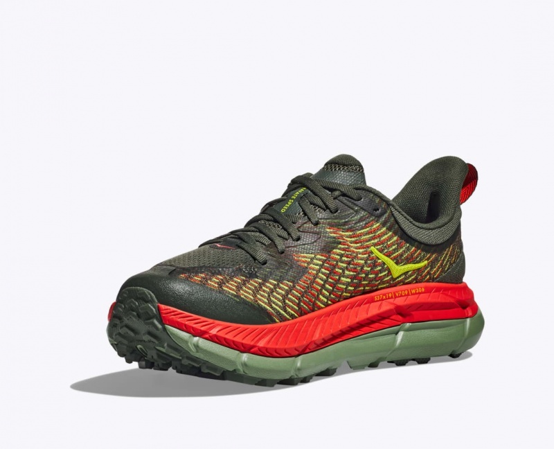 Olive / Red Men's HOKA Mafate Speed 4 Trail Running Shoes | 4603271-CO