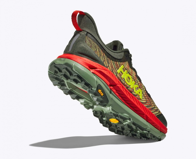 Olive / Red Men's HOKA Mafate Speed 4 Trail Running Shoes | 4603271-CO