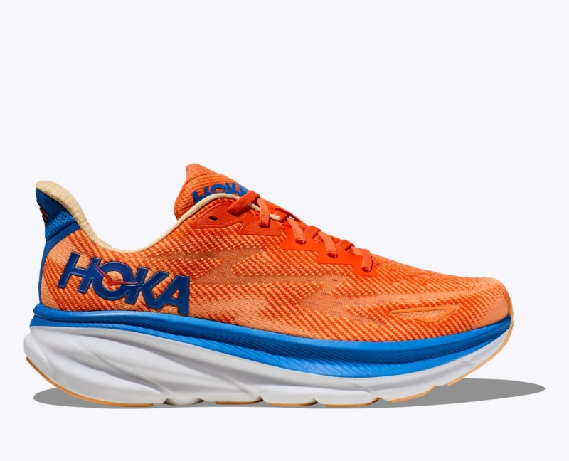 Orange / Blue Men\'s HOKA Clifton 9 Running Shoes | 7129038-DR