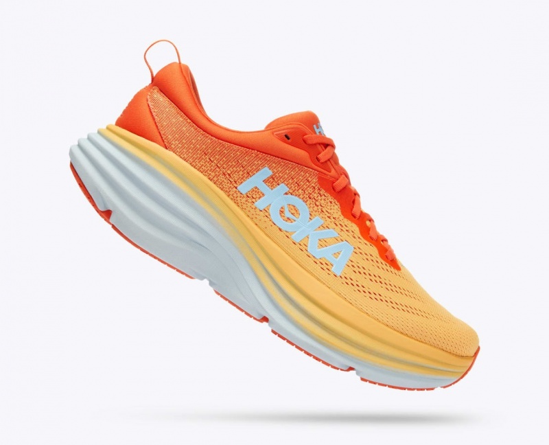 Orange / Red Men's HOKA Bondi 8 Running Shoes | 8394620-AJ