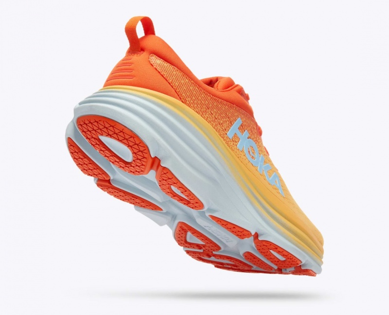 Orange / Red Men's HOKA Bondi 8 Running Shoes | 8394620-AJ