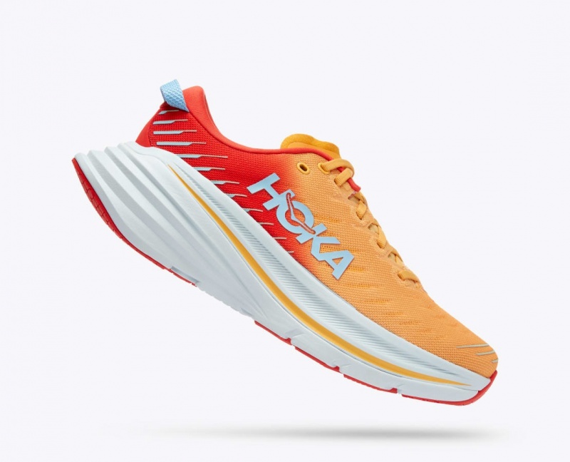 Orange / Red Men's HOKA Bondi X Running Shoes | 0413657-GE