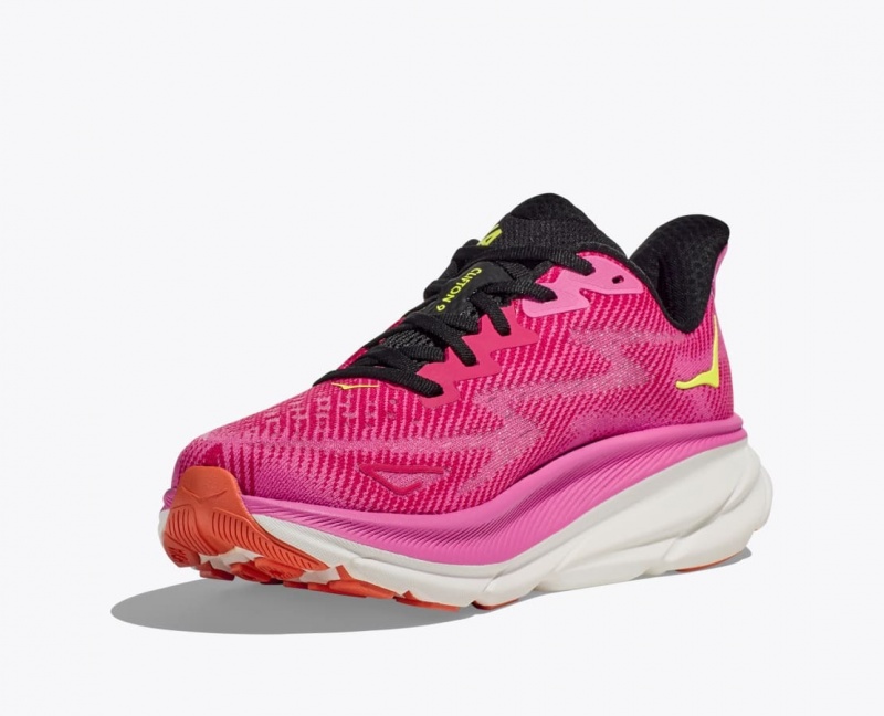 Pink / Black Women's HOKA Clifton 9 Running Shoes | 3196548-QI