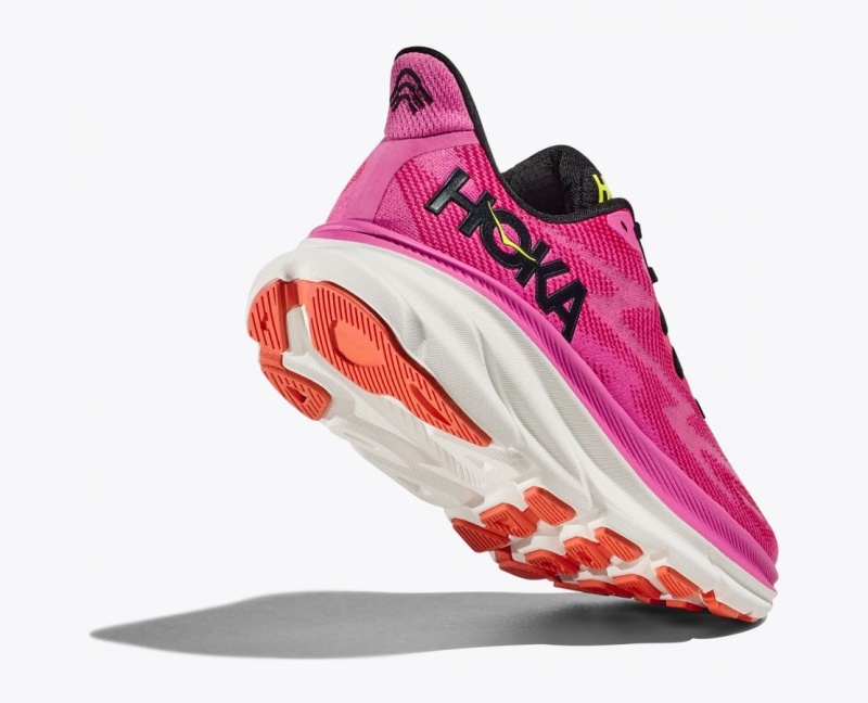 Pink / Black Women's HOKA Clifton 9 Running Shoes | 3196548-QI