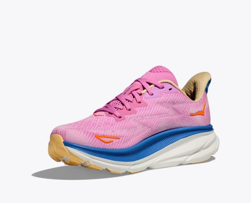 Pink / Blue Women's HOKA Clifton 9 Running Shoes | 6701953-VF