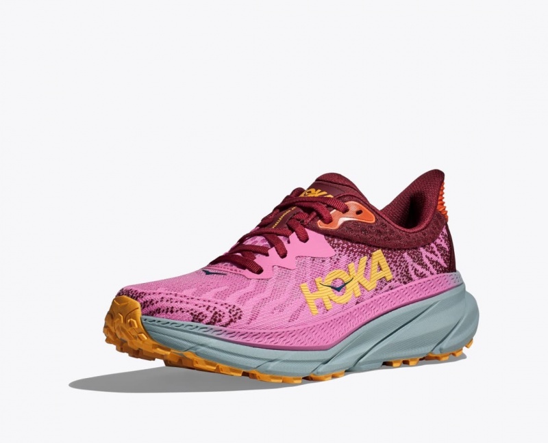 Pink / Dark Red Women's HOKA Challenger 7 Trail Running Shoes | 0736542-SB