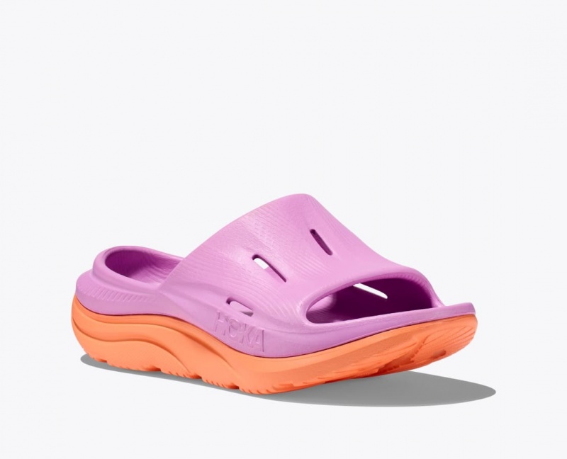 Pink / Orange Kids' HOKA Ora Recovery 3 Slides | 8096541-JH