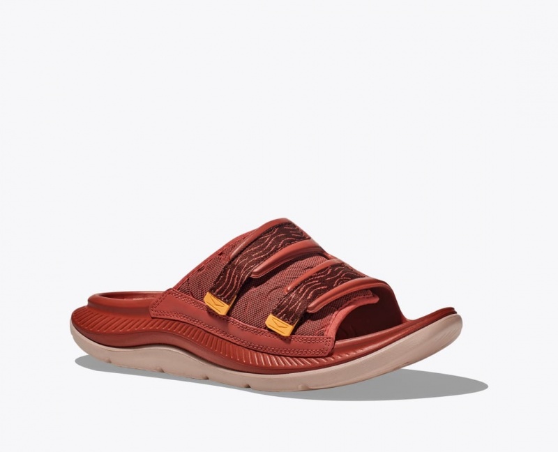 Red Brown Men's HOKA Ora Luxe Slide | 5240679-NK