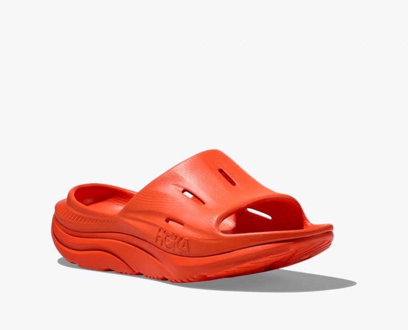 Red Orange Women's HOKA Ora Recovery 3 Slide | 0154267-YU