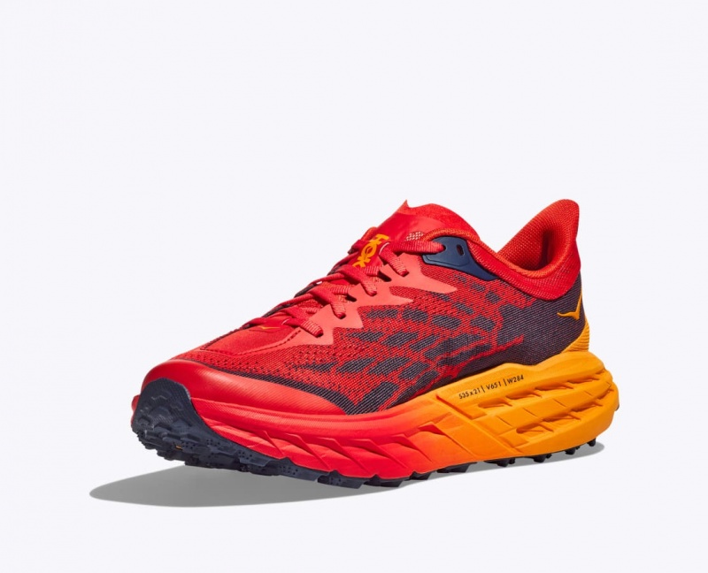 Red / Dark Brown Men's HOKA Speedgoat 5 Trail Running Shoes | 3497608-DY