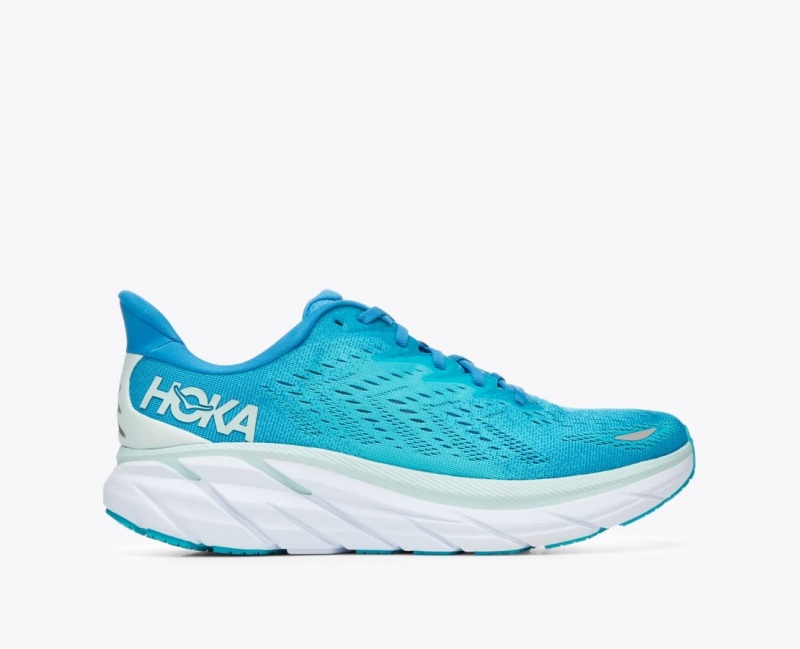 Turquoise Men\'s HOKA Clifton 8 Running Shoes | 8752903-SX