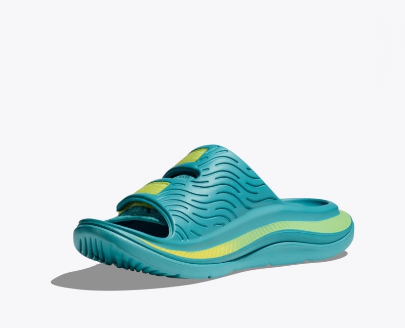 Turquoise Men's HOKA Ora Luxe Slide | 4610528-DA