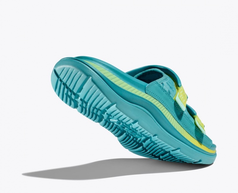 Turquoise Men's HOKA Ora Luxe Slide | 4610528-DA