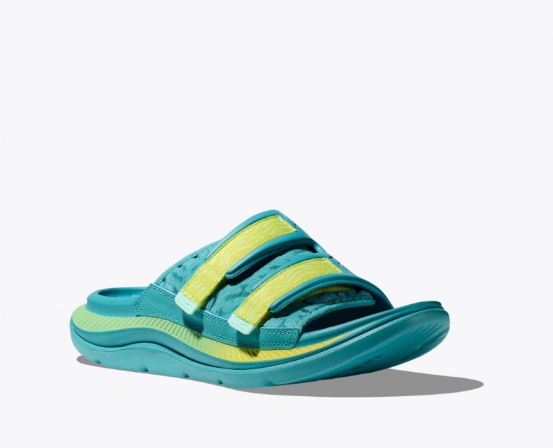 Turquoise Men's HOKA Ora Luxe Slide | 4610528-DA