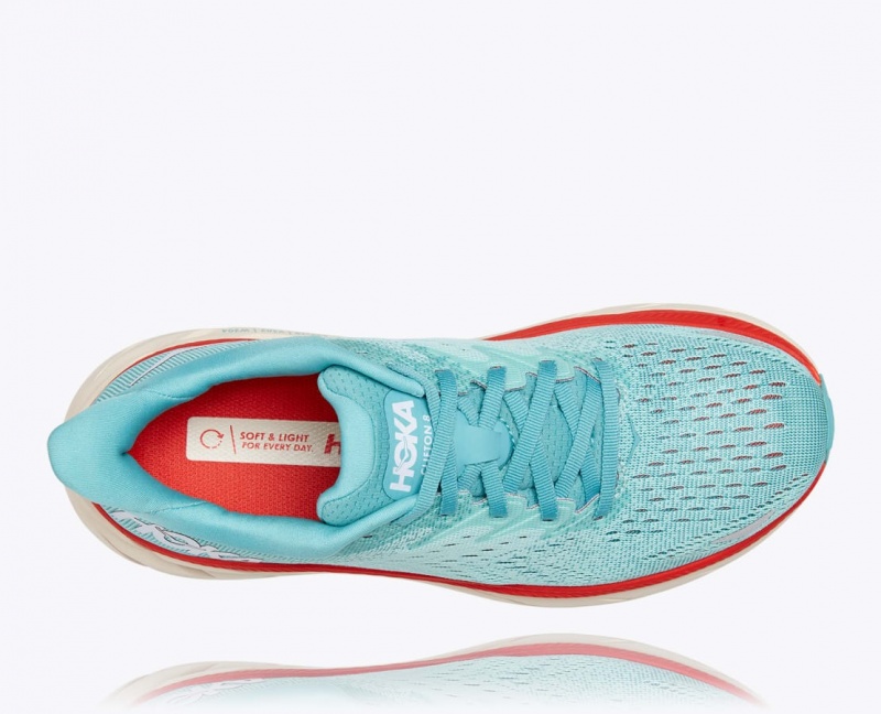 Turquoise Women's HOKA Clifton 8 Running Shoes | 0318267-JH