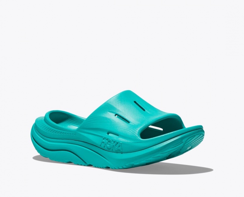 Turquoise Women's HOKA Ora Recovery 3 Slide | 6218537-WH