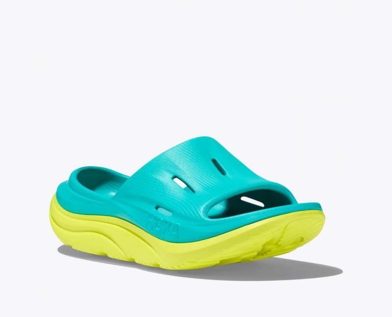 Turquoise / Green Kids' HOKA Ora Recovery 3 Slides | 0362749-KZ