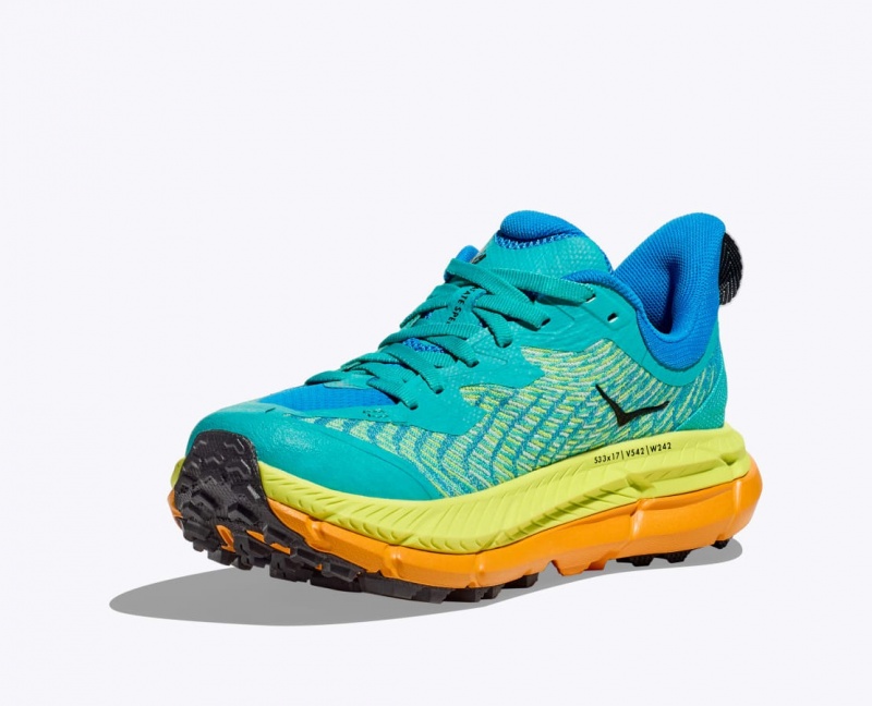 Turquoise / Green / Orange Men's HOKA Mafate Speed 4 Trail Running Shoes | 6834527-AH