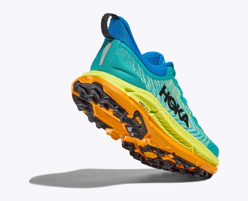 Turquoise / Green / Orange Men's HOKA Mafate Speed 4 Trail Running Shoes | 6834527-AH