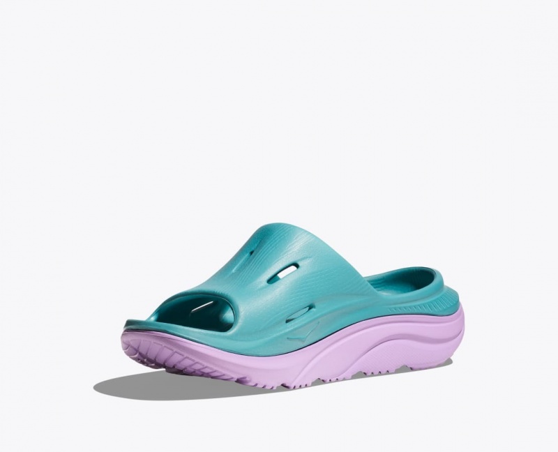 Turquoise / Light Purple Kids' HOKA Ora Recovery 3 Slides | 3461980-QP