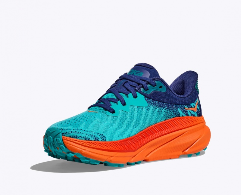 Turquoise / Navy Women's HOKA Challenger 7 Trail Running Shoes | 8291463-UB