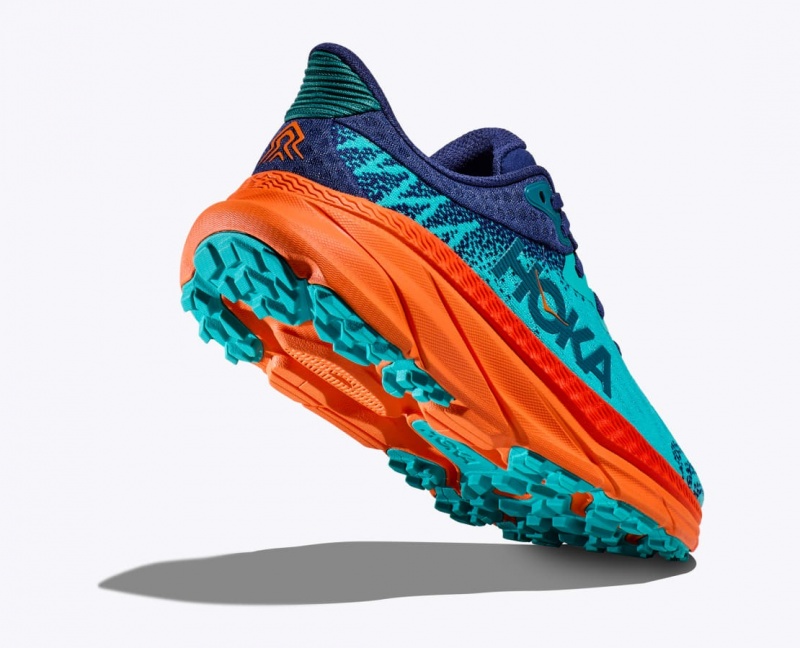 Turquoise / Orange Men's HOKA Challenger 7 Trail Running Shoes | 6937802-NR