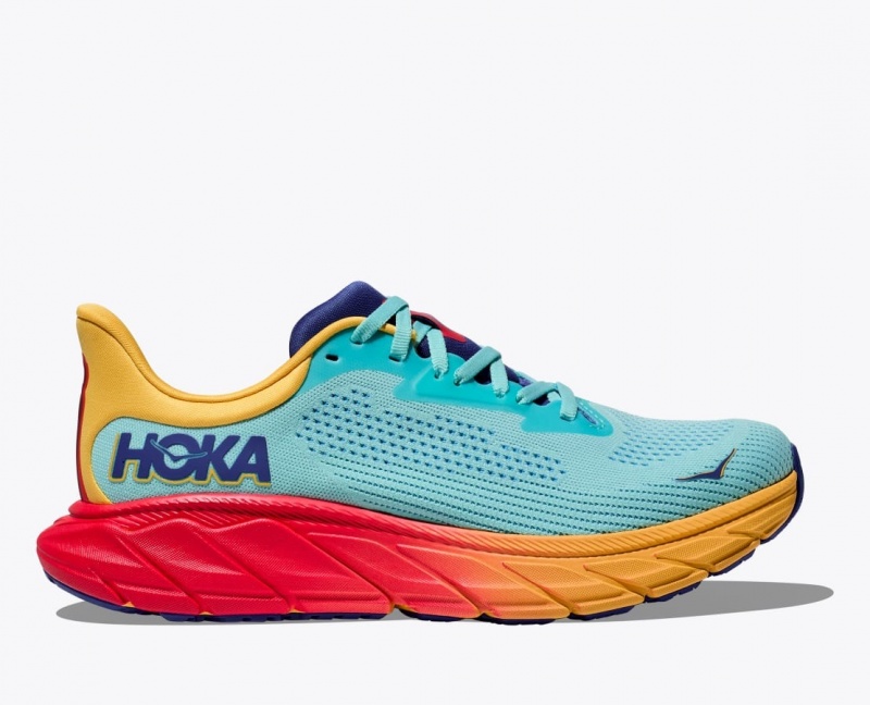 Turquoise / Orange Women\'s HOKA Arahi 7 Running Shoes | 4198257-CG